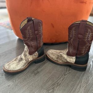 Roper calf hair Brown and Black Heeled Boots